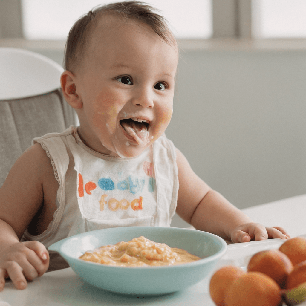 Bebê feliz comendo papinha 2